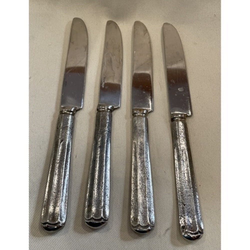 Pottery Barn India Tivoli Knife Stainless Brass Set of 4 French Hollow